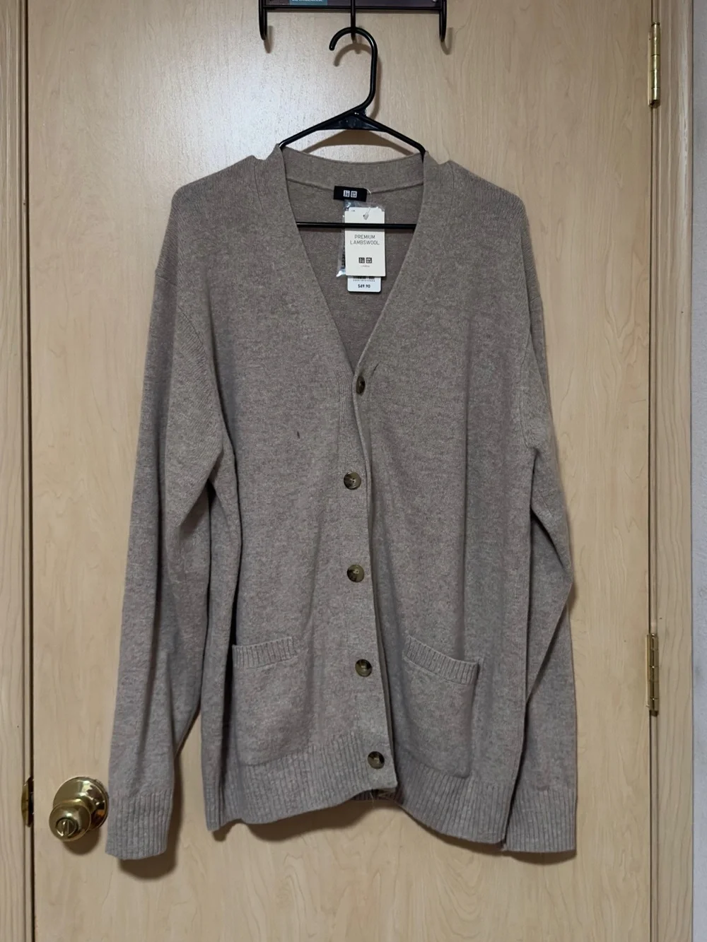 Uniqlo Premium Lambswool Cardigan (Brown/Tan) - Mens XL